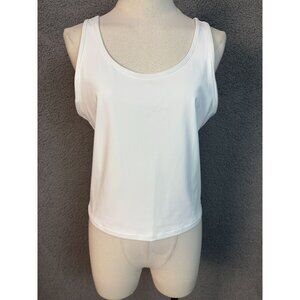 Ajisai Women's White Cropped Sleeveless Yoga/Casual Tank Top Scoop Neck XL NWOTs